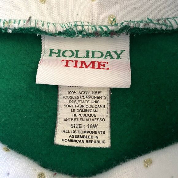 Vintage Holiday Time Ugly Christmas Sweatshirt Turtleneck Green Plus Size 16W - Picture 5 of 5